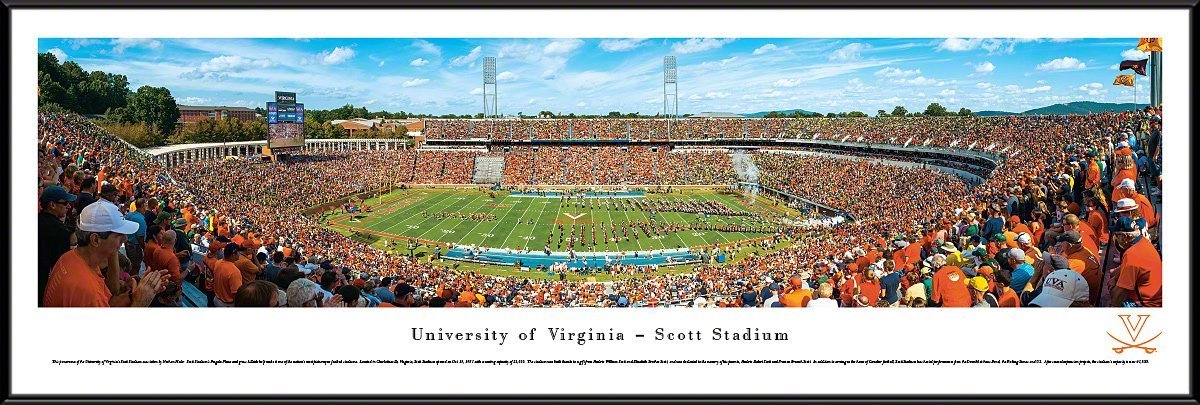 Virginia Football - "50 Yard Line" Panorama Framed Print-Print-Blakeway Worldwide Panoramas, Inc.-Top Notch Gift Shop