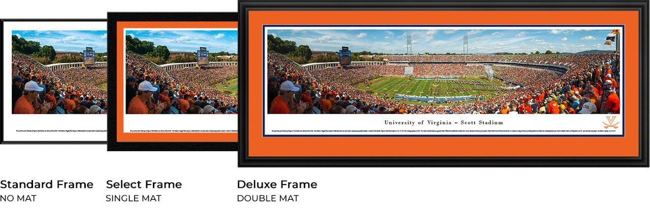 Virginia Football - "50 Yard Line" Panorama Framed Print-Print-Blakeway Worldwide Panoramas, Inc.-Top Notch Gift Shop