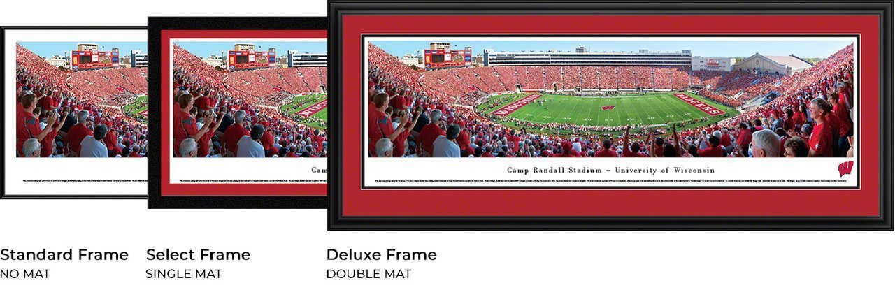 Wisconsin Football - "50 Yard Line" Panorama Framed Print-Print-Blakeway Worldwide Panoramas, Inc.-Top Notch Gift Shop