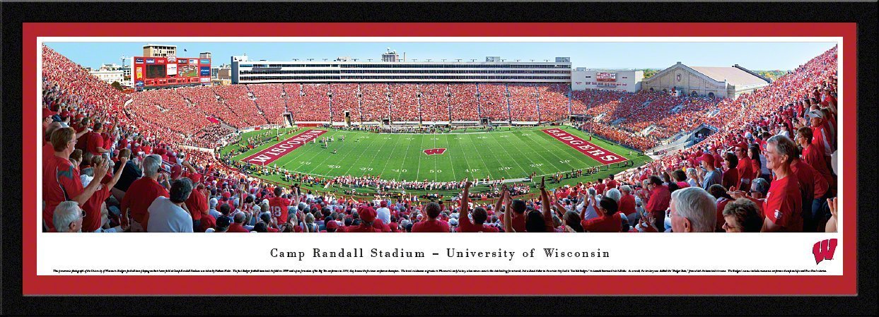 Wisconsin Football - "50 Yard Line" Panorama Framed Print-Print-Blakeway Worldwide Panoramas, Inc.-Top Notch Gift Shop