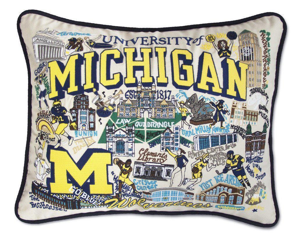 University of Michigan Embroidered CatStudio Pillow-Pillow-CatStudio-Top Notch Gift Shop