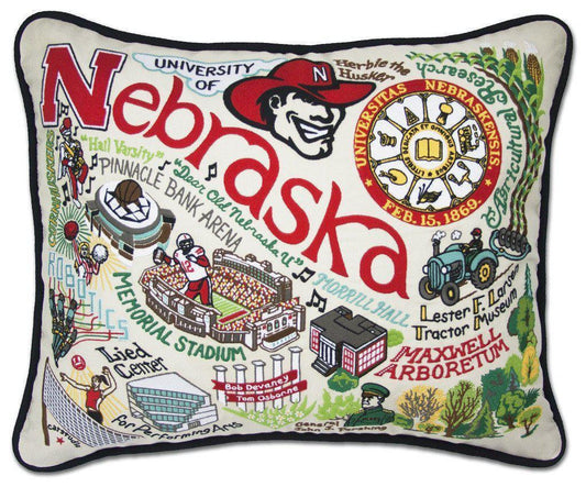 University of Nebraska Embroidered CatStudio Pillow-Pillow-CatStudio-Top Notch Gift Shop