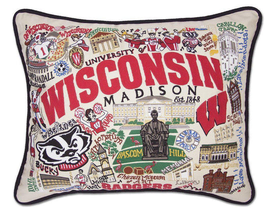 University of Wisconsin Embroidered CatStudio Pillow-Pillow-CatStudio-Top Notch Gift Shop