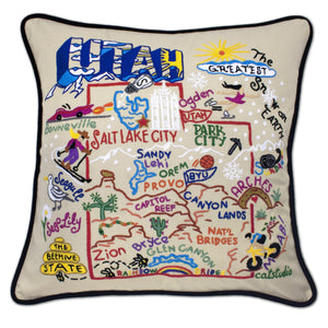 Utah Embroidered CatStudio State Pillow-Pillow-CatStudio-Top Notch Gift Shop