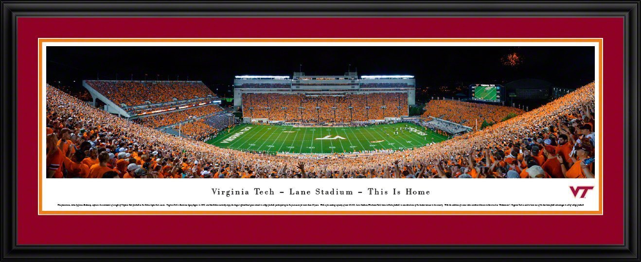 Virginia Tech Football - "50 Yard Line" Panorama Framed Print-Print-Blakeway Worldwide Panoramas, Inc.-Top Notch Gift Shop