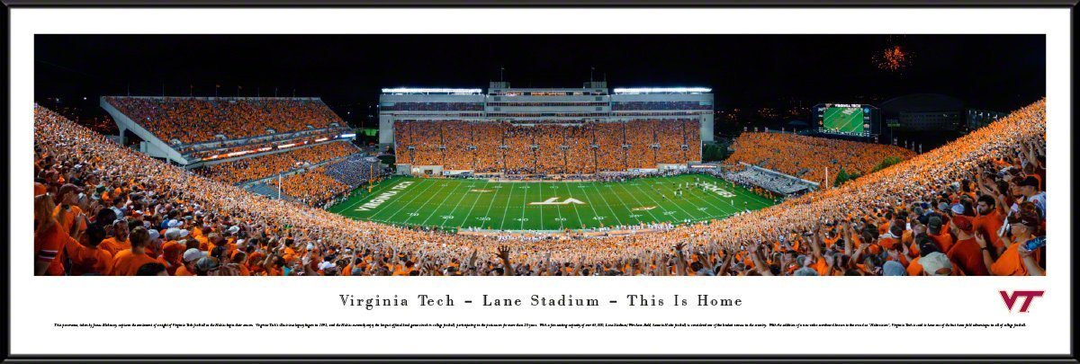 Virginia Tech Football - "50 Yard Line" Panorama Framed Print-Print-Blakeway Worldwide Panoramas, Inc.-Top Notch Gift Shop