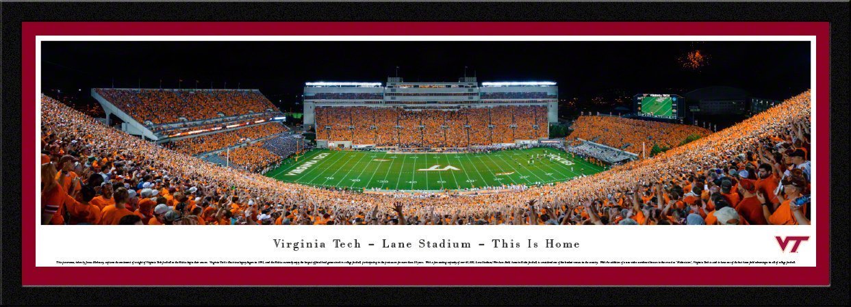 Virginia Tech Football - "50 Yard Line" Panorama Framed Print-Print-Blakeway Worldwide Panoramas, Inc.-Top Notch Gift Shop