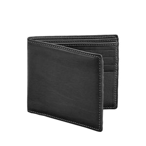 Black Bi-Fold Wallet - Vachetta Leather - Personalized-Wallet-Graphic Image, Inc.-Top Notch Gift Shop