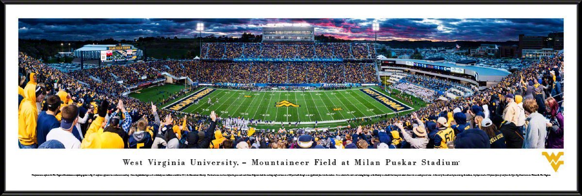 West Virginia Football - "50 Yard Line" Panorama Framed Print-Print-Blakeway Worldwide Panoramas, Inc.-Top Notch Gift Shop