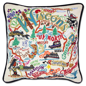 Wisconsin Embroidered CatStudio State Pillow-Pillow-CatStudio-Top Notch Gift Shop