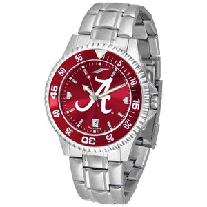 Alabama Crimson Tide Mens Competitor AnoChrome Steel Band Watch w/ Colored Bezel-Watch-Suntime-Top Notch Gift Shop