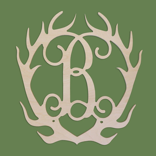 18" Antlers Wood Single Initial-Wood Monogram-Viv&Lou-Top Notch Gift Shop