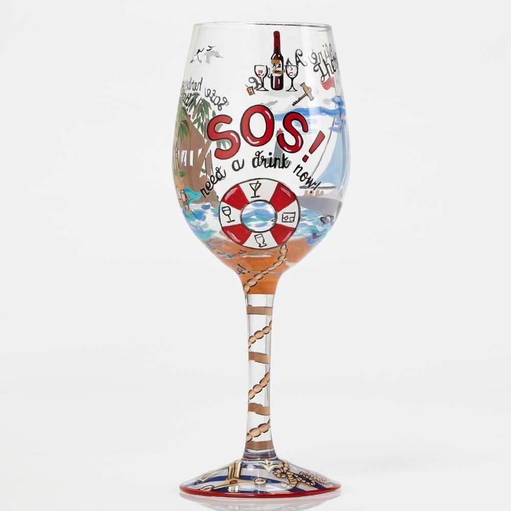 Anchor's Away Wine Glass by Lolita®-Wine Glass-Designs by Lolita® (Enesco)-Top Notch Gift Shop