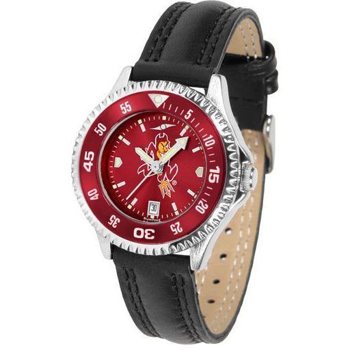 Arizona State Sun Devils Ladies Competitor Ano Poly/Leather Band Watch w/ Colored Bezel-Watch-Suntime-Top Notch Gift Shop