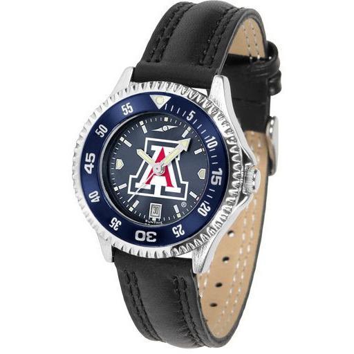 Arizona Wildcats Ladies Competitor Ano Poly/Leather Band Watch w/ Colored Bezel-Watch-Suntime-Top Notch Gift Shop