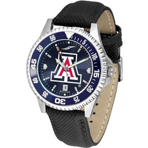 Arizona Wildcats Mens Competitor Ano Poly/Leather Band Watch w/ Colored Bezel-Watch-Suntime-Top Notch Gift Shop