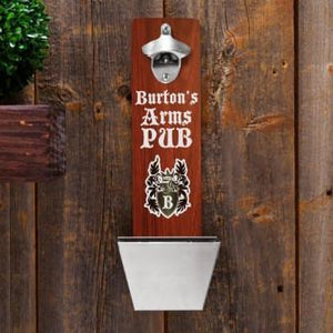 Arms Pub Wall Mounted Personalized Bottle Opener and Cap Catcher-Bottle Opener-JDS Marketing-Top Notch Gift Shop