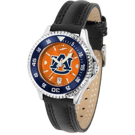 Auburn Tigers Ladies Competitor Ano Poly/Leather Band Watch w/ Colored Bezel-Watch-Suntime-Top Notch Gift Shop