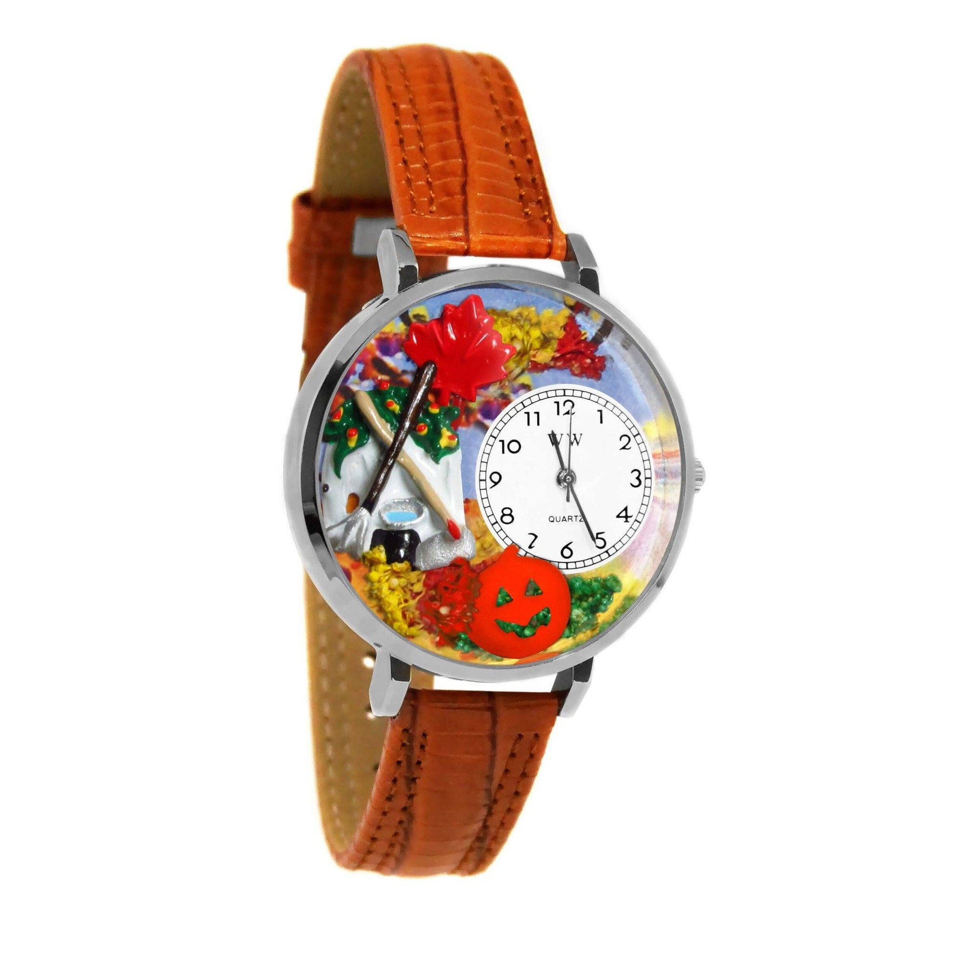 Autumn Leaves Watch in Silver (Large)-Watch-Whimsical Gifts-Top Notch Gift Shop