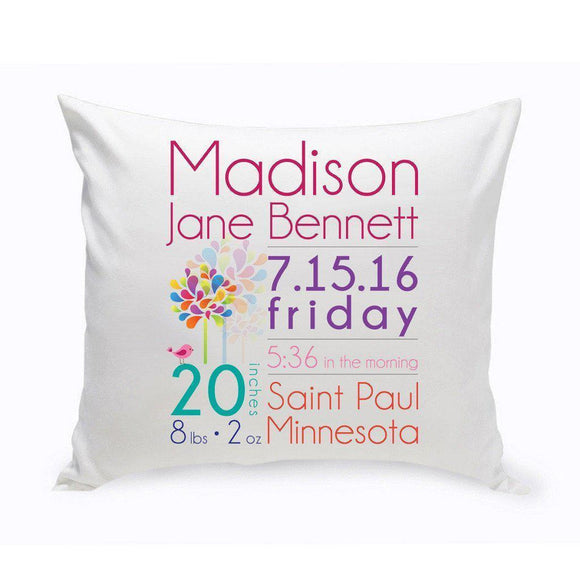 Baby Girl Announcement Personalized Throw Pillow-Pillow-JDS Marketing-Top Notch Gift Shop