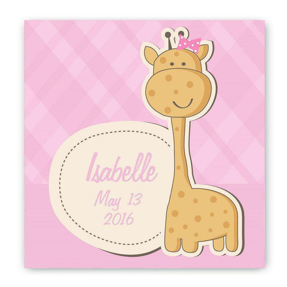 Baby Girl Giraffe Baby Nursery Personalized Canvas Sign-Canvas Signs-JDS Marketing-Top Notch Gift Shop