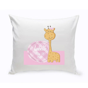 Baby Girl Giraffe Baby Nursery Personalized Throw Pillow-Pillow-JDS Marketing-Top Notch Gift Shop