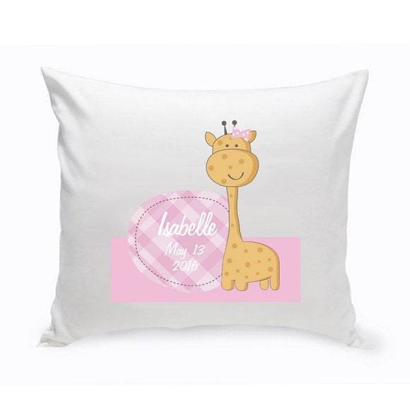 Baby Girl Giraffe Baby Nursery Personalized Throw Pillow-Pillow-JDS Marketing-Top Notch Gift Shop
