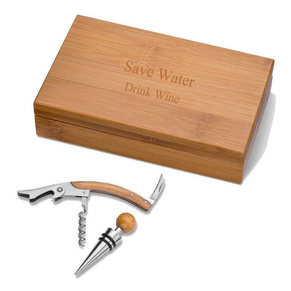 Bamboo Wine Kit - Personalized-Bar Tool-JDS Marketing-Top Notch Gift Shop
