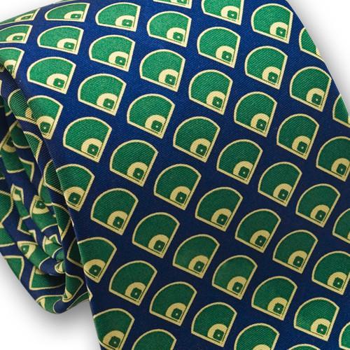 Baseball Field Silk Necktie-Necktie-Josh Bach Limited-Top Notch Gift Shop