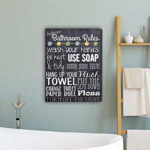 Bathroom Rules Personalized Black Canvas Print-Canvas Signs-JDS Marketing-Top Notch Gift Shop
