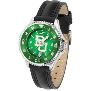 Baylor Bears Ladies Competitor Ano Poly/Leather Band Watch w/ Colored Bezel-Watch-Suntime-Top Notch Gift Shop