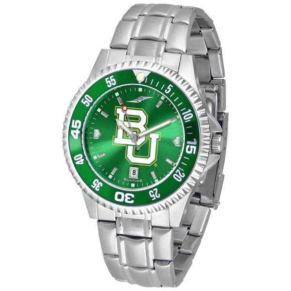 Baylor Bears Mens Competitor AnoChrome Steel Band Watch w/ Colored Bezel-Watch-Suntime-Top Notch Gift Shop