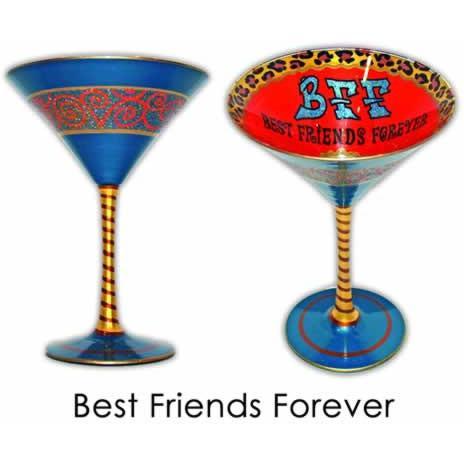 BFF Hand Painted Martini Glass-Martini Glass-Reverz-Art-Top Notch Gift Shop
