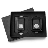 Black Leather Wallet & Black Lighter Personalized Set-Wallet-JDS Marketing-Top Notch Gift Shop