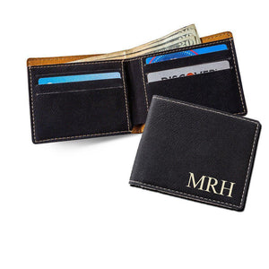 Black Personalized Leatherette Wallet-Wallet-JDS Marketing-Top Notch Gift Shop