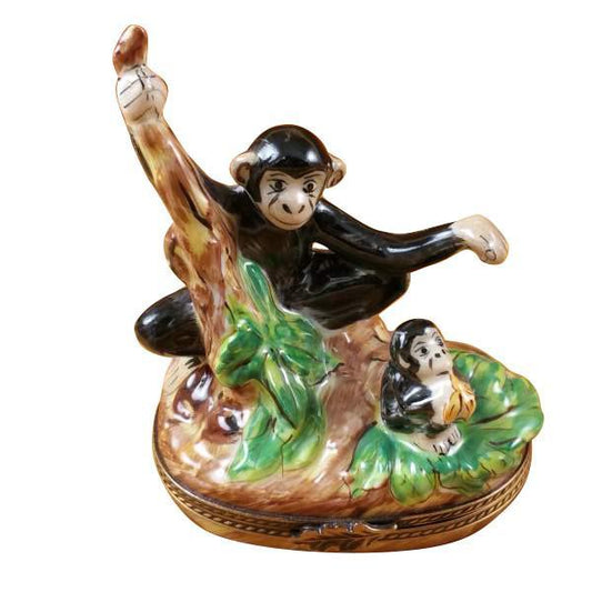 Black Monkey With Chimp Limoges Box by Rochard™-Limoges Box-Rochard-Top Notch Gift Shop