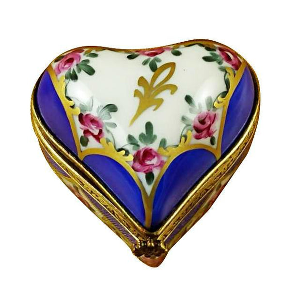 Blue Heart With Flowers Limoges Box by Rochard™-Limoges Box-Rochard-Top Notch Gift Shop