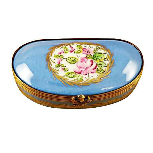 Blue Kidney Bean Shape With Flowers Limoges Box by Rochard™-Limoges Box-Rochard-Top Notch Gift Shop