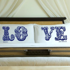 Blue Royals LOVE Connection Couples Personalized Pillow Case Set-Pillow Case-JDS Marketing-Top Notch Gift Shop