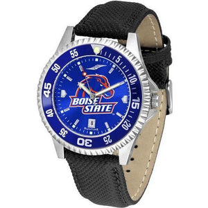 Boise State Broncos Mens Nylon/Leather Band Watch w/ Colored Bezel-Watch-Suntime-Top Notch Gift Shop