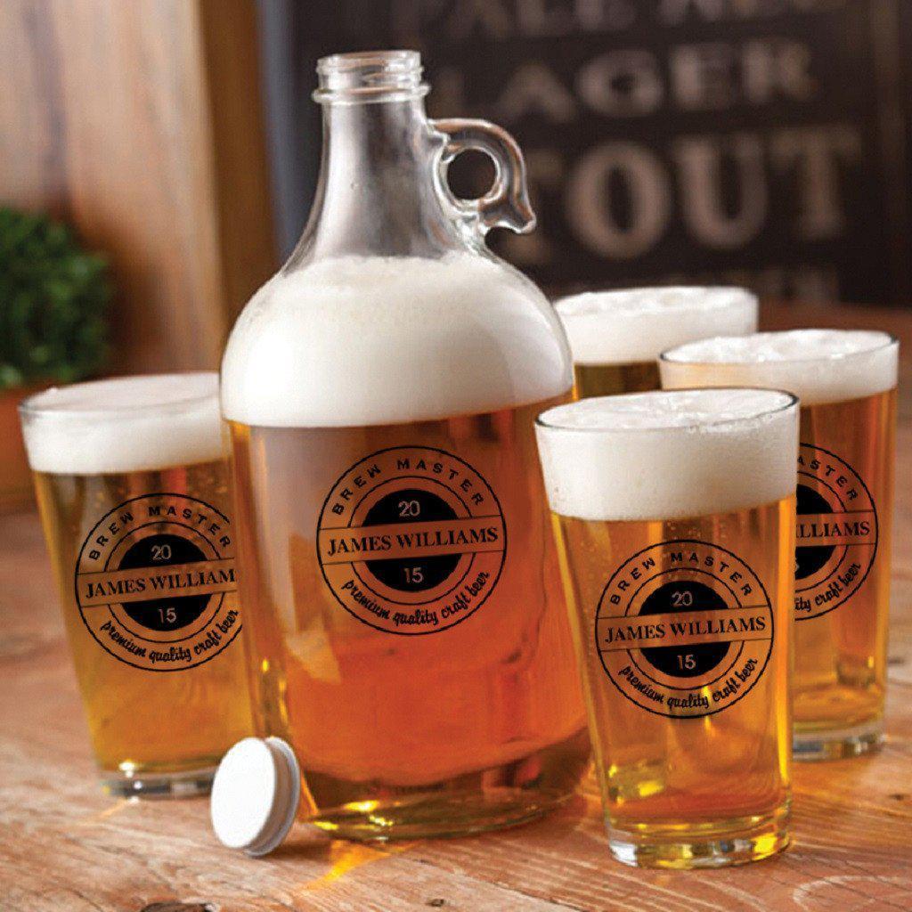 Glass Beer Growler and Pint Personalized Glass Set-Growler-JDS Marketing-Top Notch Gift Shop