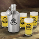 Brewery Personalized Stainless Steel Beer Growler with Pint Glass Set-Growler-JDS Marketing-Top Notch Gift Shop