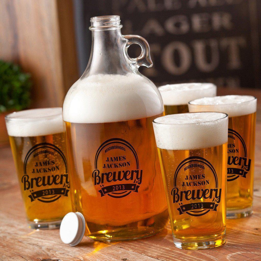 Glass Beer Growler and Pint Personalized Glass Set-Growler-JDS Marketing-Top Notch Gift Shop