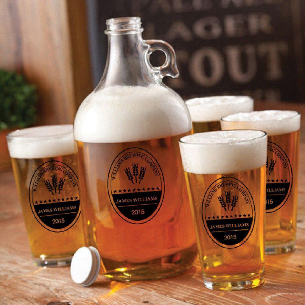 Glass Beer Growler and Pint Personalized Glass Set-Growler-JDS Marketing-Top Notch Gift Shop