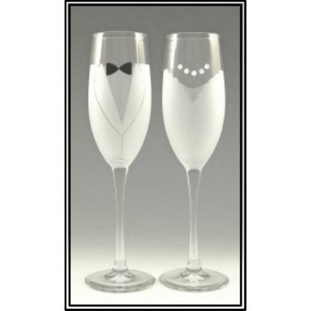 Bride and Groom Champagne Toasting Flutes - (Set of Two)-Champagne Glass-Asta Glass-Top Notch Gift Shop