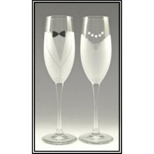 Bride and Groom Champagne Toasting Flutes - (Set of Two)-Champagne Glass-Asta Glass-Top Notch Gift Shop