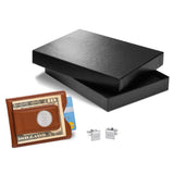 Brown Leather Wallet and Modern Square Cufflinks Personalized Set-Wallet-JDS Marketing-Top Notch Gift Shop