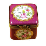Burgundy Square With Flowers Limoges Box by Rochard™-Limoges Box-Rochard-Top Notch Gift Shop