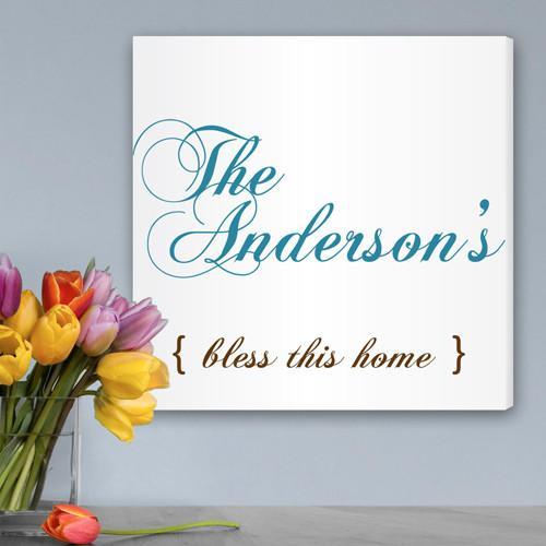 Bless this Home Personalized Canvas Print (14