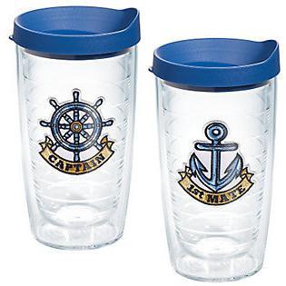 Captain Wheel & 1st Mate Anchor 16 oz. Tervis Tumblesr with Lids (Set of 2 Different Designs)-Tumbler-Tervis-Top Notch Gift Shop